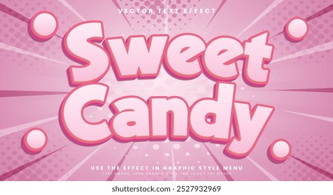 Doce doce 3D efeito de texto editável Modelo adequado para produtos de comida doce