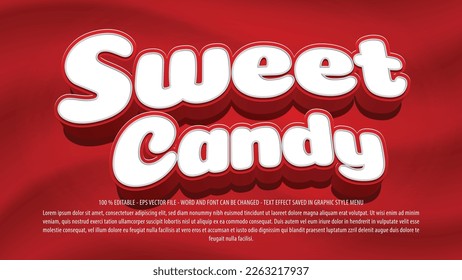 Sweet candy 3d style editable text effect template use for logo and business brand