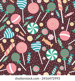 Sweet candy background seamless pattern cartoon vector illustration