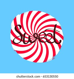 Sweet, candy banner design template, vector illustration