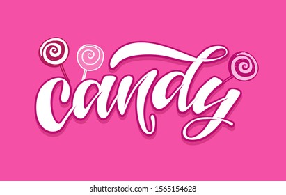 Sweet Candy Bar - cute hand drawn doodle lettering label template postcard