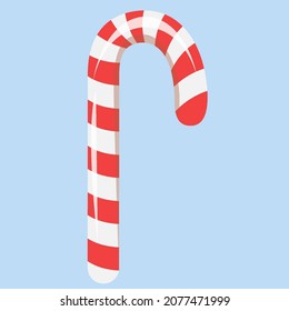 sweet candy cane for christmas, red and white stripes on a blue background