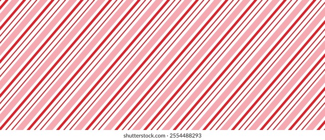 Sweet candy  cane Christmas vector backgrounds. Red and pink Christmas seamless pattern. Winter holidays lines backdrop. Xmas gift wrapping
