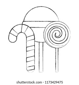 sweet candy cane lollipop and spiral caramel