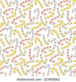 Sweet candy cane vector seamless pattern.