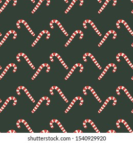 Sweet candy canes on cute Christmass pattern
