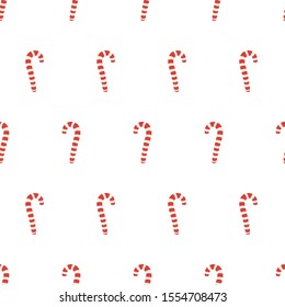 Sweet candy canes on cute Christmass pattern