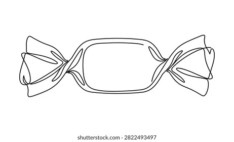 sweet candy continuous line art drawing vector wrapped sweetmeat icon simple outline design element isolated on white background minimalist food illustration for dessert