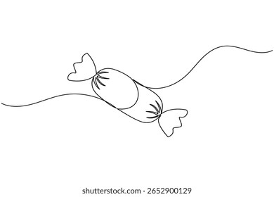 Dulce caramelo continuo de una línea de dibujo con fondo blanco y Ilustración vectorial minimalista