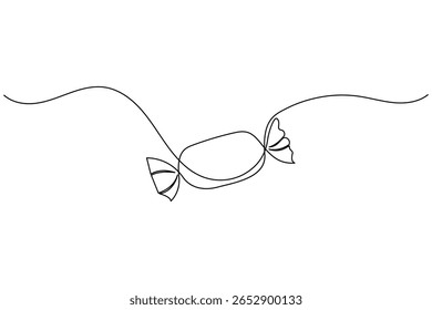 Dulce caramelo continuo de una línea de dibujo con fondo blanco y Ilustración vectorial minimalista