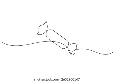 Sweet candy continuous one line drawing with white background and minimalist vector illustration