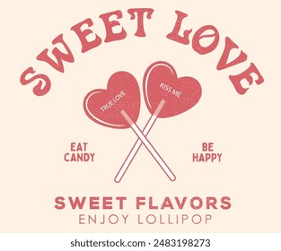 Sweet candy design for t shirt. Candy clipart, Sweet candy drawing for kid, girl, boy. Heart shape candy graphic print design.