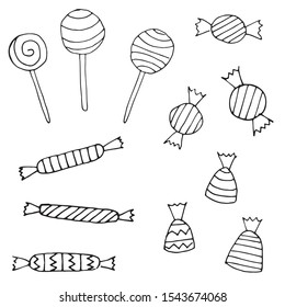 Sweet candy doodle drawing line art vector