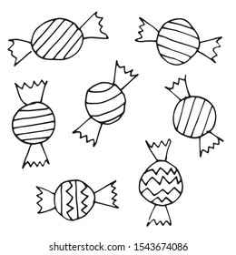 Sweet candy doodle drawing line art vector