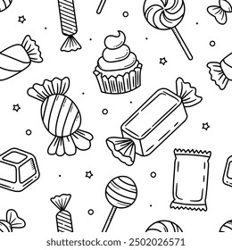 Sweet Candy doodle seamless pattern background wallpaper vector illustration