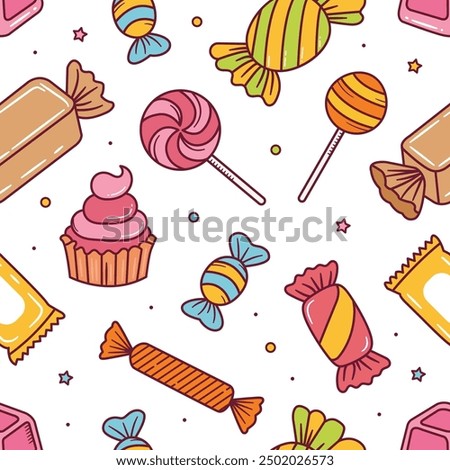 Sweet Candy doodle seamless pattern background wallpaper vector illustration