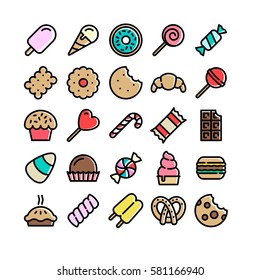 Sweet candy element flat icon set. Vector illustration design