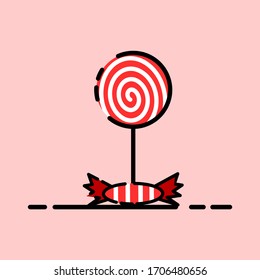 Sweet candy flat design. Sweet candy icon. Icon design in a flat and minimalist style