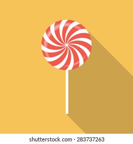 Sweet Candy Flat Icon with Long Shadow, Vector Illustration Eps10