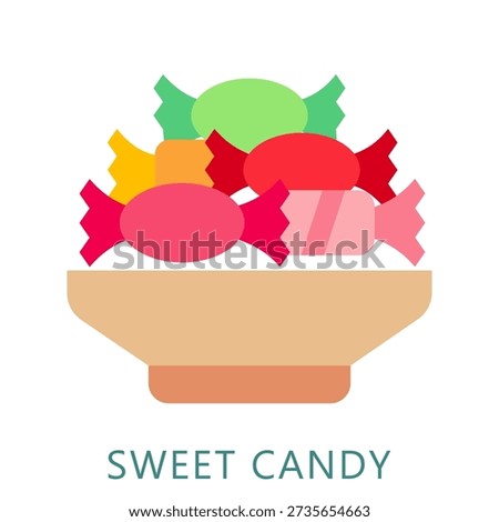 Sweet Candy Flat Icon Mini Illustration, Use For Modern Concept, Print, Ui, Ux Kit, Web And App Development. Vector Related To Ramadan, Eid Al-Fitr, Eid Al-Adha And More
