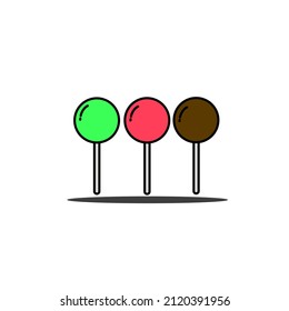 
Sweet candy flat icons set in round shape with colorful lollipop stalks isolated vector illustration