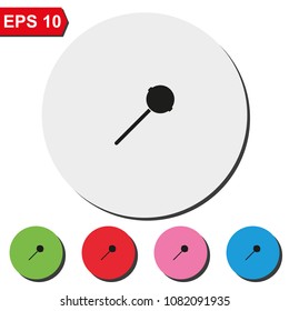 Sweet candy flat round colorful vector icon. Lollipop illustration.