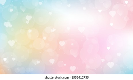 sweet candy gradient background and heart bokeh for valentines day web page screen size