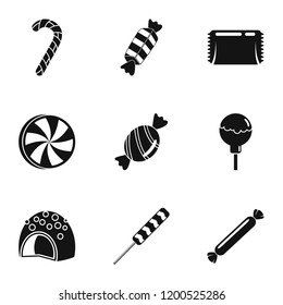 Sweet candy icon set. Simple set of 9 sweet candy vector icons for web design on white background