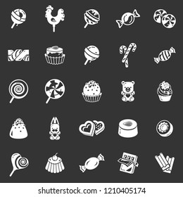 Sweet candy icon set. Simple set of sweet candy vector icons for web design on gray background