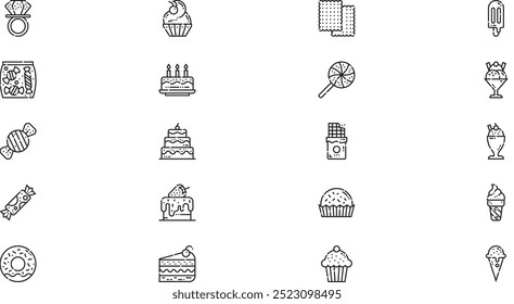 Sweet and candy icons High-Quality Vector Icons Collection with Editable Stroke. Ideal for Professional and Creative Projects.