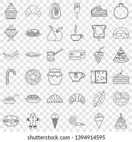 Sweet candy icons set. Outline style of 36 sweet candy vector icons for web for any design