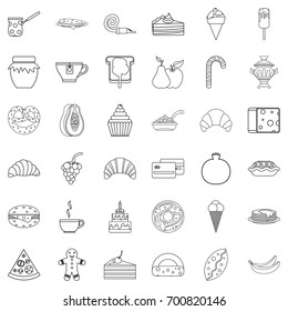 Sweet candy icons set. Outline style of 36 sweet candy vector icons for web isolated on white background
