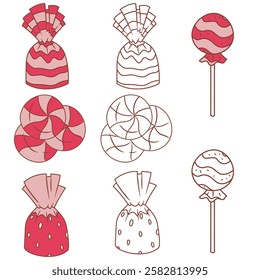 sweet candy illustration set for kids