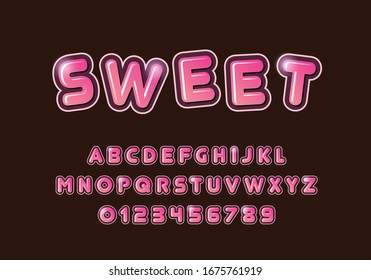 Sweet candy lettering alphabet. Vector font.