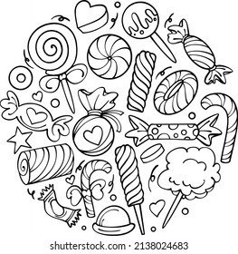 Sweet Candy Line Art Doodle for your business or merchandise