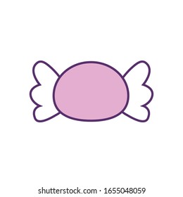 Sweet candy line fill style icon design, Sugar caramel bonbon food dessert snack tasty and vintage theme Vector illustration