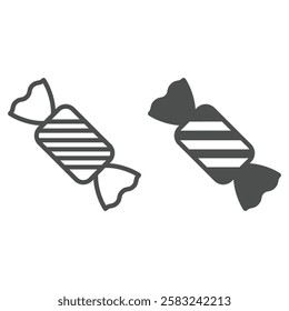 Sweet candy line and solid icon, halloween concept. Vector graphics. Candy sign on white background, outline style icon for mobile or web design