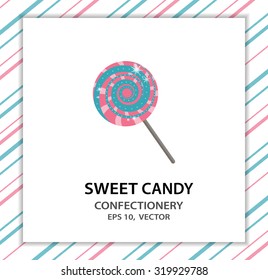 Sweet candy lollipop, flat, symbol, sign, abstract, pattern background