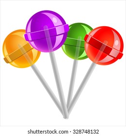 sweet candy lollipops on white background