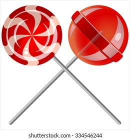sweet candy lollipops on white background