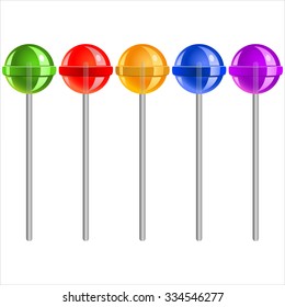 sweet candy lollipops on white background