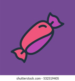 Sweet Candy Minimal Color Flat Line Stroke Icon Pictogram Symbol Illustration