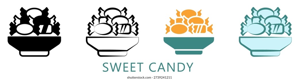 Sweet Candy Multi Style Icon Mini Illustration, Use For Modern Concept, Print, Ui, Ux Kit, Web And App Development. Vector Related To Ramadan, Eid Al-Fitr, Eid Al-Adha And More