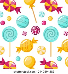 Sweet candy pattern on a white background for print, wall art, wallpaper, books, website and decoration