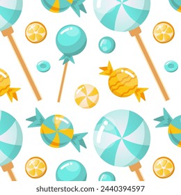 Sweet candy pattern on a white background for print, wall art, wallpaper, books, website and decoration