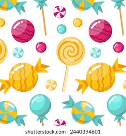 Sweet candy pattern on a white background for print, wall art, wallpaper, books, website and decoration