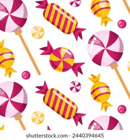 Sweet candy pattern on a white background for print, wall art, wallpaper, books, website and decoration