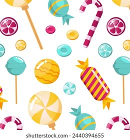 Sweet candy pattern on a white background for print, wall art, wallpaper, books, website and decoration