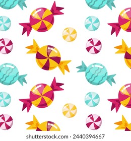 Sweet candy pattern on a white background for print, wall art, wallpaper, books, website and decoration