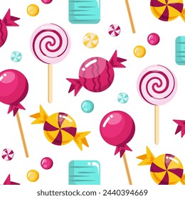 Sweet candy pattern on a white background for print, wall art, wallpaper, books, website and decoration